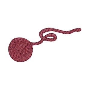 May include: A close-up of a single, red, round, textured, bacteria cell with a long, thin, red, textured, flagellum.