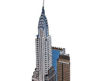 ID 5051 Chrysler Building Large Patch City Travel Embroidered Iron On Applique