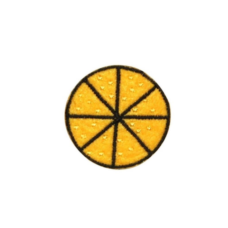 ID 1213A Felt Lemon Slice Patch Summer Lemonade Embroidered Iron On Applique