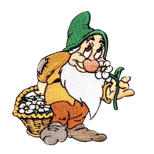 Bashful Dwarf Patch Disney Fan Snow White Cartoon Craft Apparel Iron On Applique