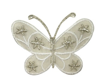 ID 9213 Sheer Wings Butterfly Patch Fairy Garden Embroidered Iron On Applique