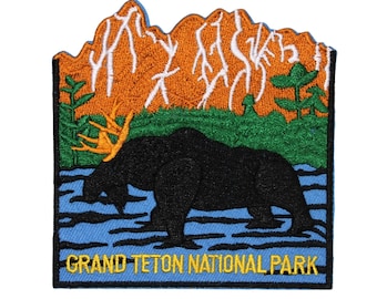 Grand Teton National Park Patch Travel Badge Wyoming Embroidered Iron On Applique