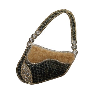 ID 8336 Fuzzy Schlangenleder Geldbörse Patch Handtasche Mode gesticktes Eisen auf Applikation