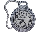 ID 3081 Pocket Watch On Chain Patch Wind Up Clock Embroidered Iron On Applique