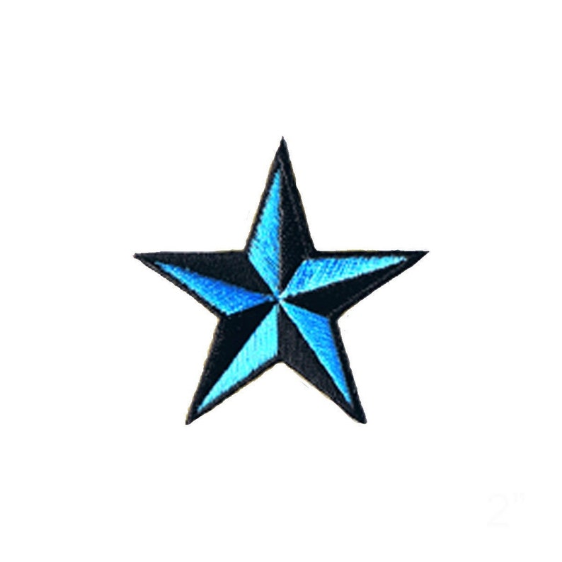 2 INCH Teal Black Nautical Star Patch Navigation Embroidered Iron on Applique