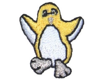 ID 0511C Yellow Tiny Penguin Dancing Patch Cute Embroidered Iron On Applique