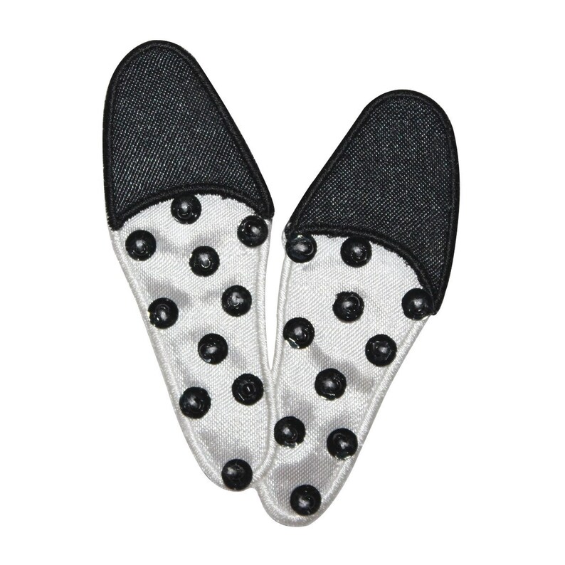 ID 8490 Black Sequin Slippers Patch Shoe Fashion Embroidered Iron On Applique