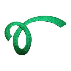 May include: Green embroidered letter O, a decorative patch for sewing or ironing onto fabric.