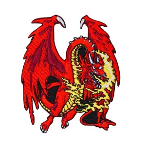 Patch dragon cracheur de feu rouge Legend Fantasy Fly brodé de fer sur appliqué