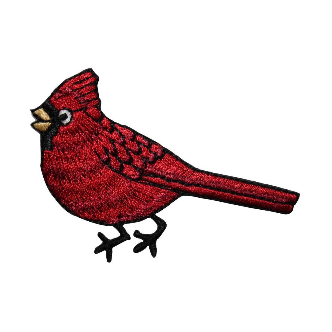 ID 3614 Red Cardinal Patch Bird Perched Standing Embroidered Iron on ...