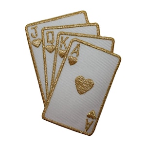 ID 8612 Écusson pour cartes en or blanc Coeurs de chasse royale brodés fer sur appliqué