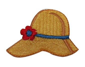 ID 7627 Toppa ricamata da stirare per cappello da sole estivo in paglia gialla