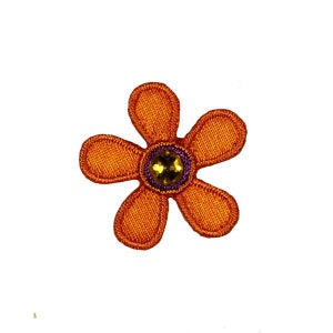 Lot of 3 Jeweled Orange Daisies Patches Cute Shiny Embroidered Iron On Applique