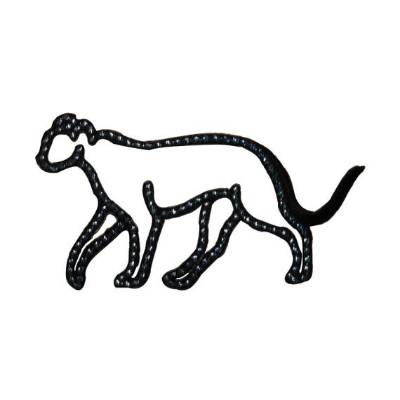 Panther White Border Iron On Embroidered Patch Left