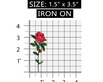 ID 6684 Red Rose on Stem Patch Love Garden Symbol