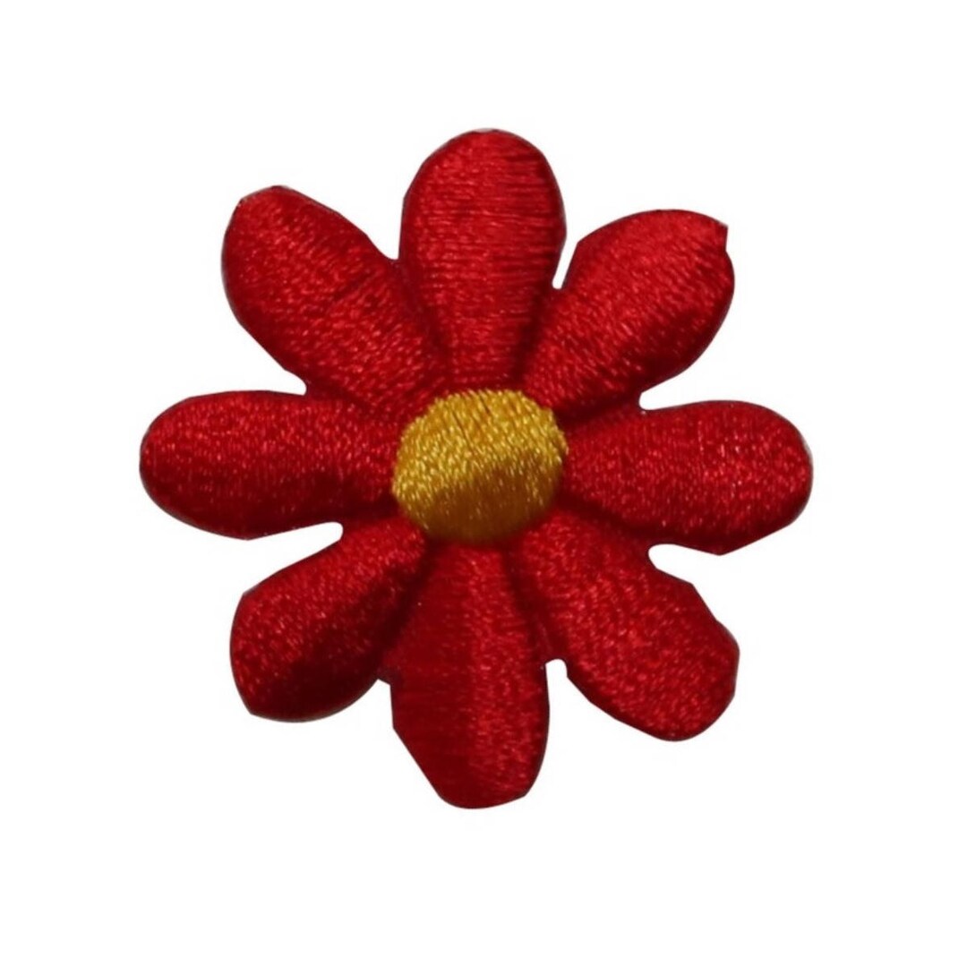 ID 6688 Red Flower Head Patch Garden Blossom Plant Embroidered