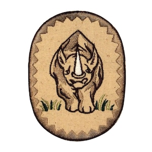 Rhino the King Embroidered Iron-on / Velcro Sleeve Patch