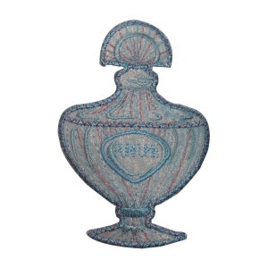 ID 7651 Blue Glass Perfume Bottle Patch Classic Embroidered Iron On Applique
