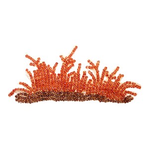 May include: A beaded embellishment in the shape of a bush with brown and orange beads.