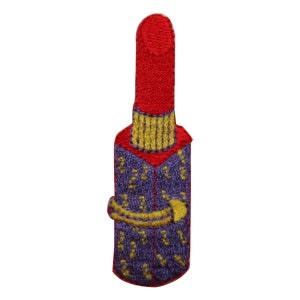 ID 7683 Red Lip Stick Tube Patch Make Up Fashion Embroidered Iron On Applique