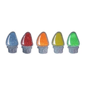 ID 8233A-E Set mit 5 Weihnachts Glühbirne Aufnäher Gestickt Aufnäher zum Aufbügeln