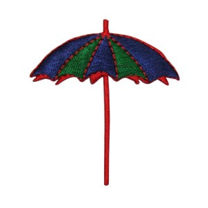 ID 3365 Beach Umbrella Patch Summer Ocean Vacation Embroidered Iron On Applique