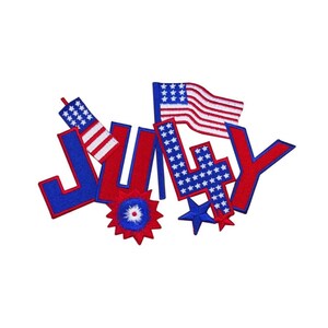 May include: Red, white, and blue felt applique letters spelling "JULY 4th" with stars and a small American flag.