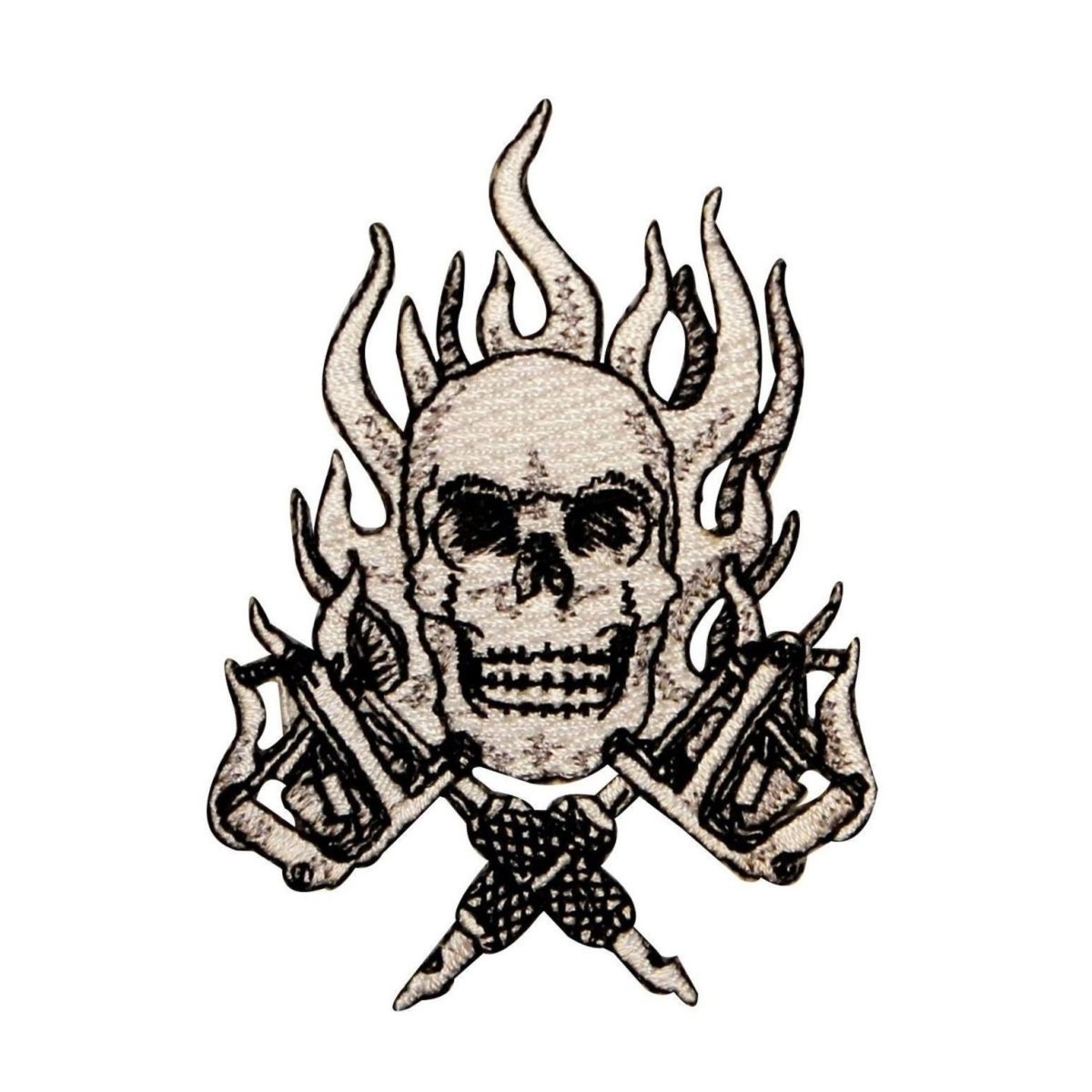 Flaming Skull Tattoo Guns Patch Biker Ink Skeleton Embroidered - Etsy Israel Flaming Skull Tattoo Guns Patch Biker Ink Skeleton Embroidered - Etsy Israel