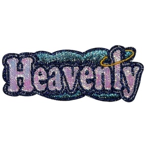 Heavenly Name Tag Patch Girl Badge Angel Symbol Embroidered Iron On Applique