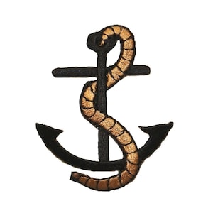 May include: Black anchor with a gold rope wrapped around it.