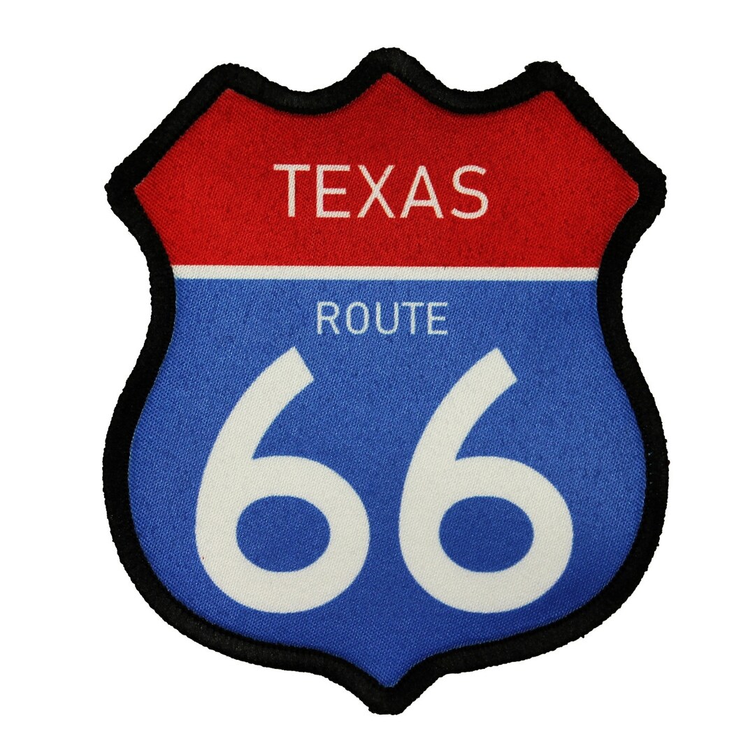 Route 66 Texas Road Sign Patch Travel Road Dye Sublimation Iron on