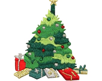 ID 8044 Christmas Tree With Presents Patch Decorate Embroidered Iron On Applique