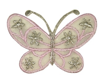 ID 9212 Sheer Wings Butterfly Patch Fairy Garden Embroidered Iron On Applique