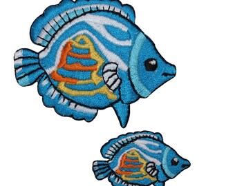 ID 0182AB Set Of 2 Tropical Aquarium Fish Ocean Iron On Applique Patch