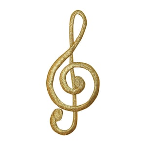 May include: A gold treble clef music note embroidery patch.