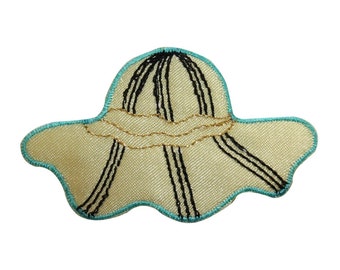 ID 7689 Toppa per cappello da sole in paglia, berretto da spiaggia estivo, ricamata, da stirare