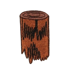 ID 0570B Camp Fire Wood Patch Stump Logs Scout Burn Embroidered Iron On Applique