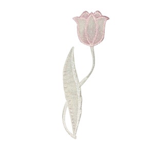 ID 6913 Blooming Tulip Patch Plant Flower Pair Sparkle-Thread Iron On Applique