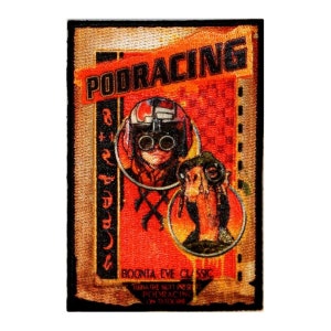 May include: Embroidered patch with the text "PODRACING" in orange and black. The patch features two circular portraits of characters in racing gear against a red background. The text "BOONTA EVE CLASSIC" is also visible.