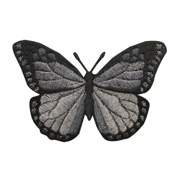 Black Butterfly w//Acrylic Gem Embroidery Patch