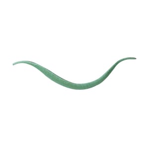 May include: A single, long, green, curved, flexible, plastic straw.