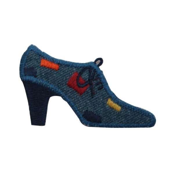 ID 7449 Blue Jean High Heel Patch Fashion Shoe Pump Embroidered Iron On Applique