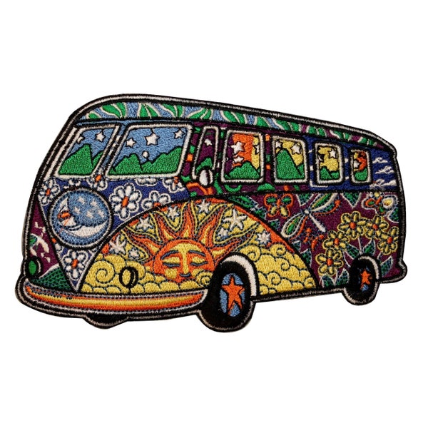 Dan Morris Hippie Bus Van Patch Psychedelic 60s Art Embroidered Iron On Applique