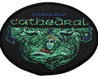 Cathedral Soul Sacrifice Oval Patch Band Name Doom Metal Woven Sew On Applique