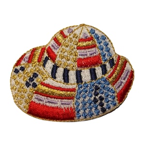 ID 1753 Beach Hat Patch Vacation Travel Ocean Craft Embroidered Iron On Applique