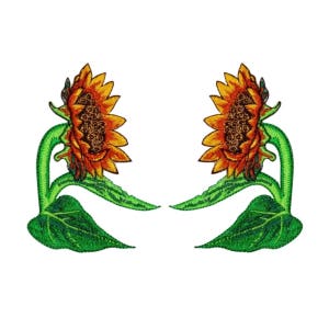 ID 6903AB Set of 2 Sunflower Patch Garden Blossom Embroidered Iron On Applique