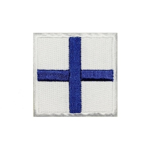 ID 2362 Signal Code Flag X Patch Stop Watch Signals Embroidered Iron On Applique