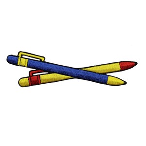 ID 0973 Pencil Pen Patch Writing Drawing School Embroidered Iron On Applique