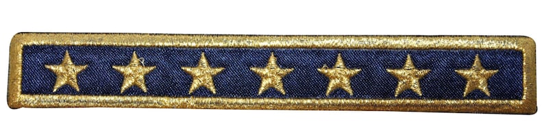 ID 9097 Navy Blue Seven Star Patch Strip Rank Embroidered Iron On Applique