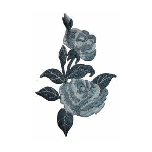 ID 6581 Blue Rose Blossoms Patch Flowers Plant Grow Embroidered Iron On Applique